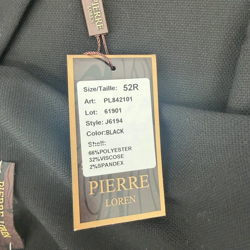 Pierre Loren‎ Suit Jacket Mens 52R Black George 2B Classic Fit Blazer J6194 NEW